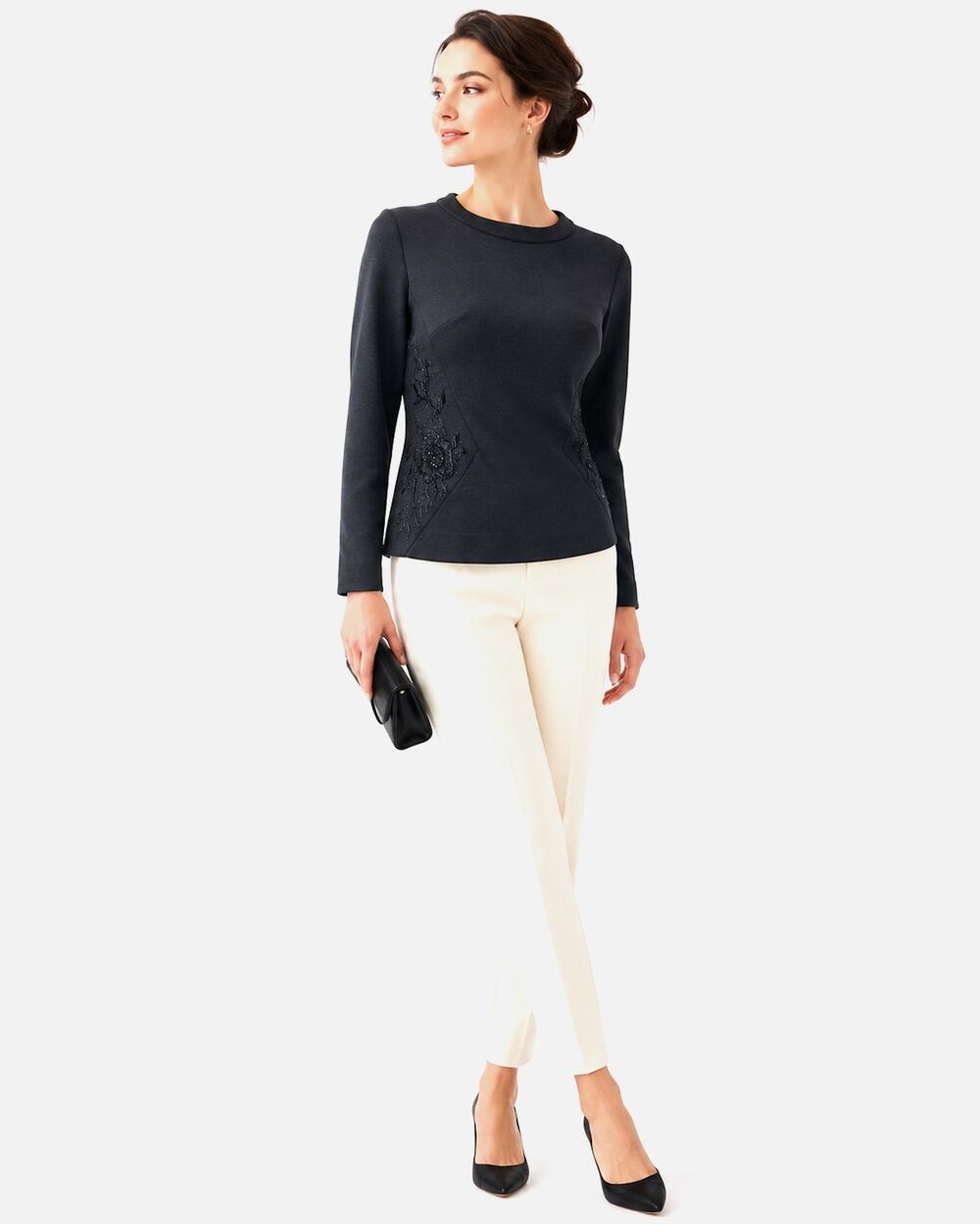 Vintage 60s Black Beaded Embroidered Mod Knit Top XS/S